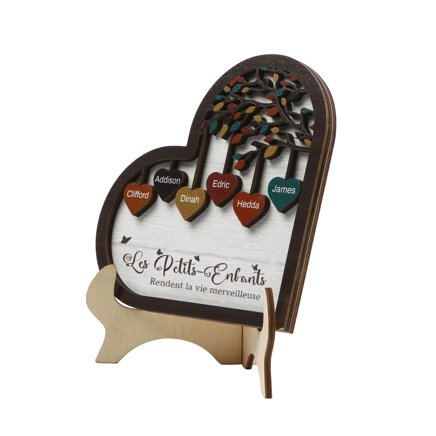 À Mamie Décoration en bois l'arbre des cœurs 6 Prénoms Personnalisés Ornement Famille Cadeau pour mamie | Jessemade