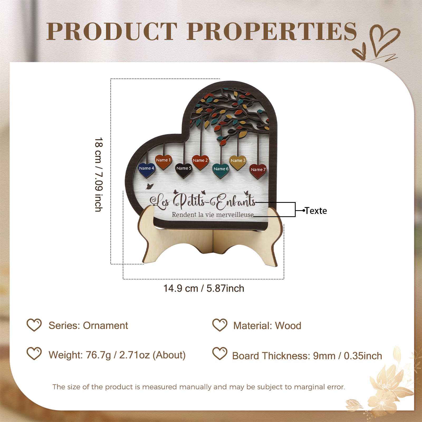 À Mamie Décoration en bois l'arbre des cœurs 7 Prénoms Personnalisés Ornement Famille Cadeau pour mamie | Jessemade