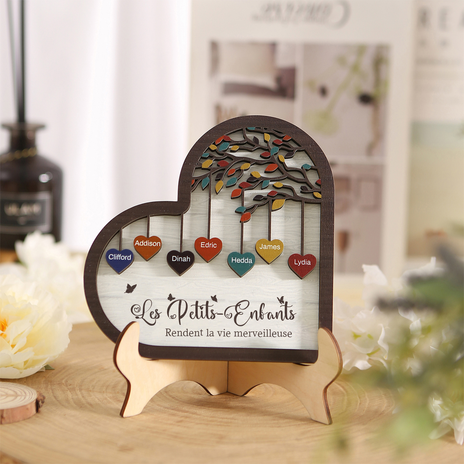 À Mamie Décoration en bois l'arbre des cœurs 7 Prénoms Personnalisés Ornement Famille Cadeau pour mamie | Jessemade