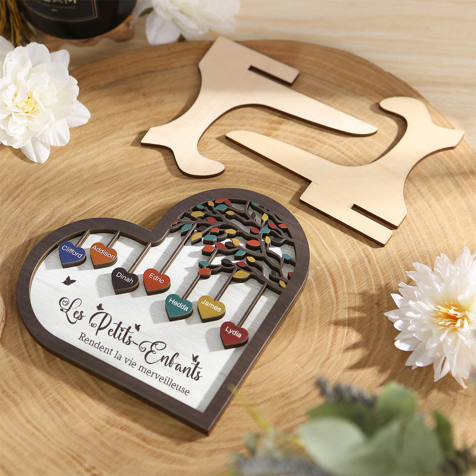 À Mamie Décoration en bois l'arbre des cœurs 7 Prénoms Personnalisés Ornement Famille Cadeau pour mamie | Jessemade