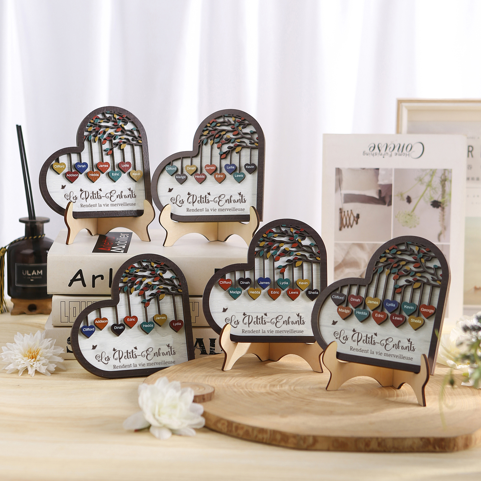 À Mamie Décoration en bois l'arbre des cœurs 9 Prénoms Personnalisés Ornement Famille Cadeau pour mamie | Jessemade