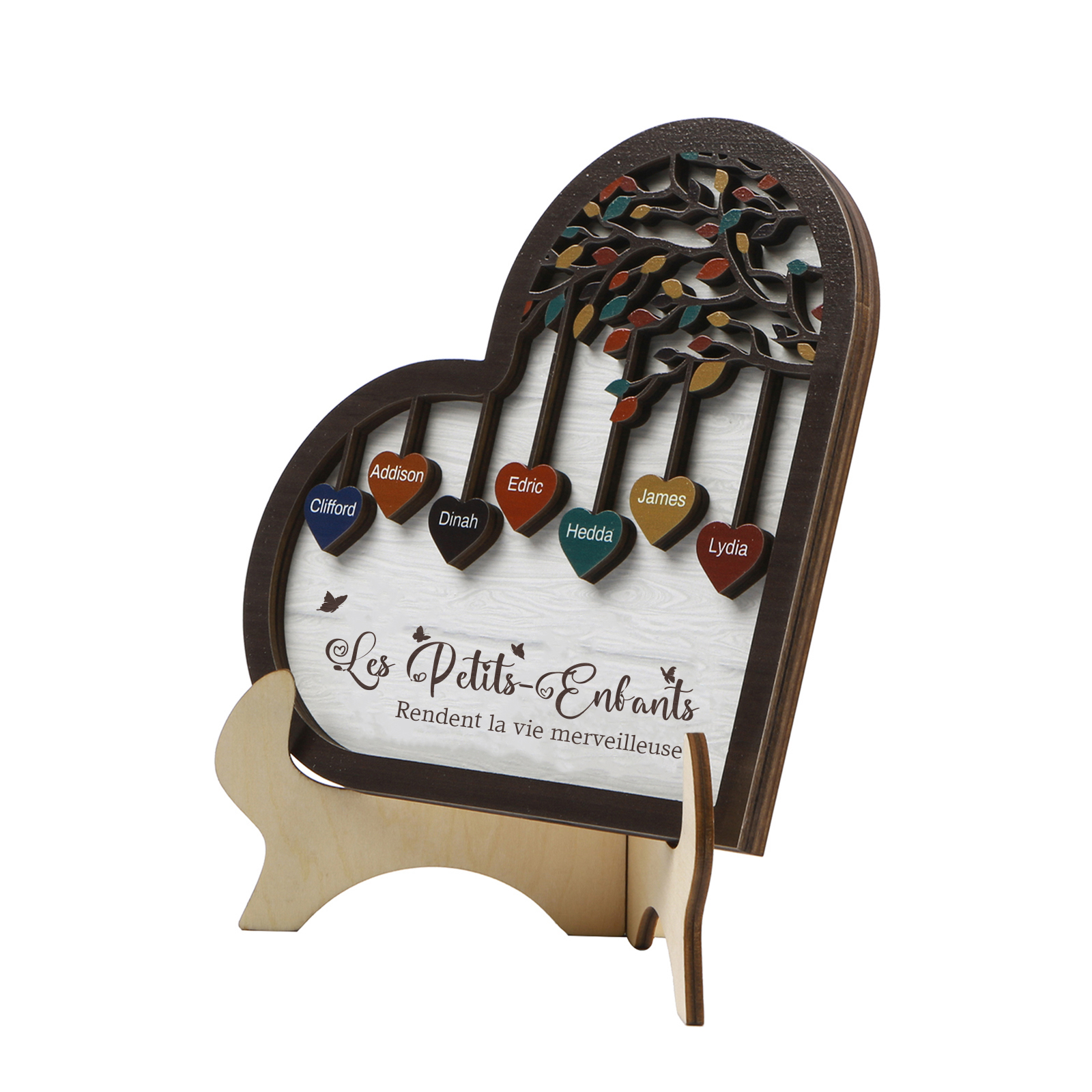 À Mamie Décoration en bois l'arbre des cœurs 7 Prénoms Personnalisés Ornement Famille Cadeau pour mamie | Jessemade