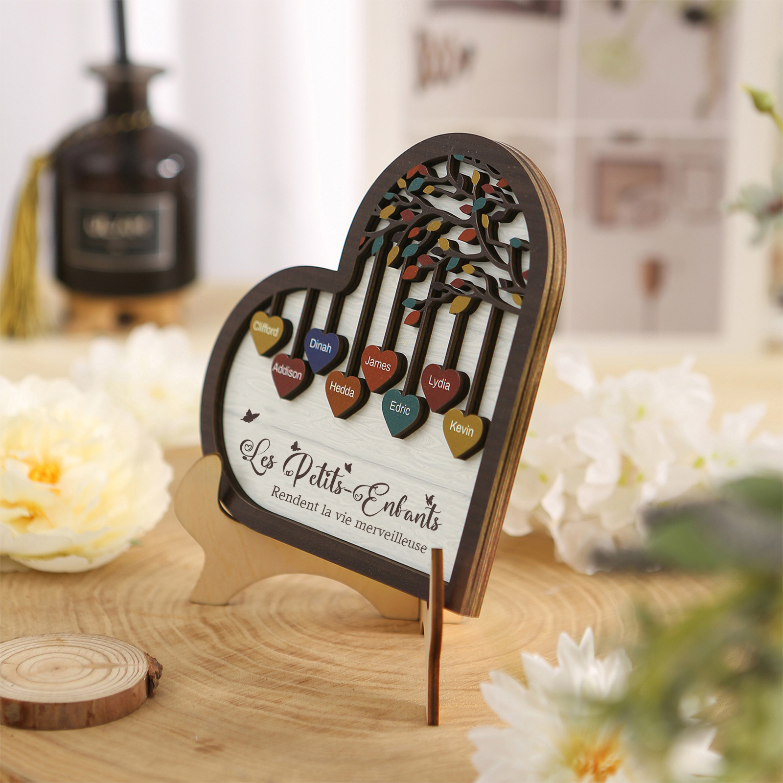 À Mamie Décoration en bois l'arbre des cœurs 8 Prénoms Personnalisés Ornement Famille Cadeau pour mamie | Jessemade