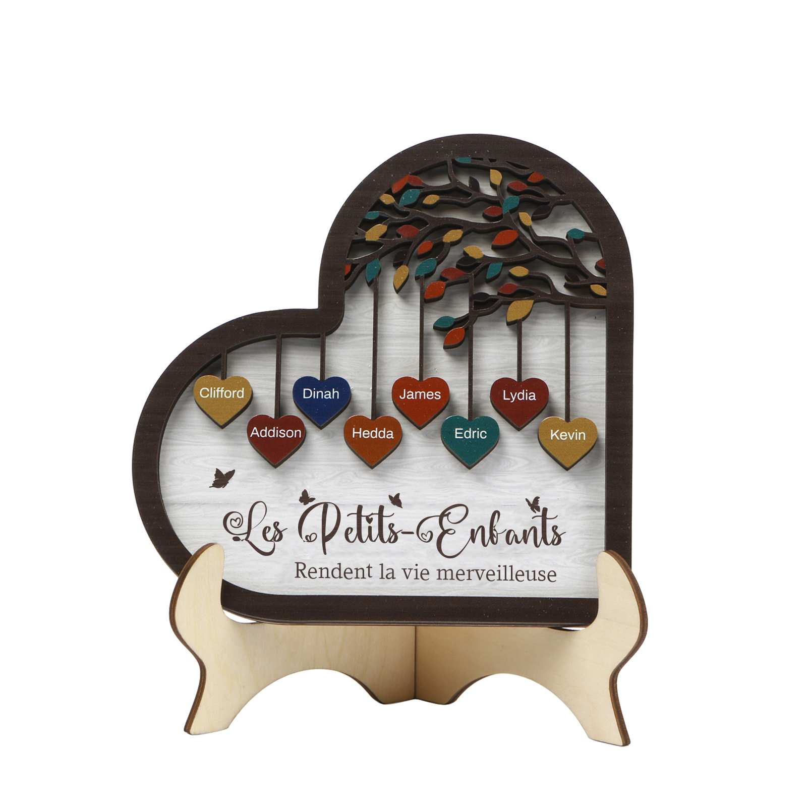 À Mamie Décoration en bois l'arbre des cœurs 8 Prénoms Personnalisés Ornement Famille Cadeau pour mamie | Jessemade