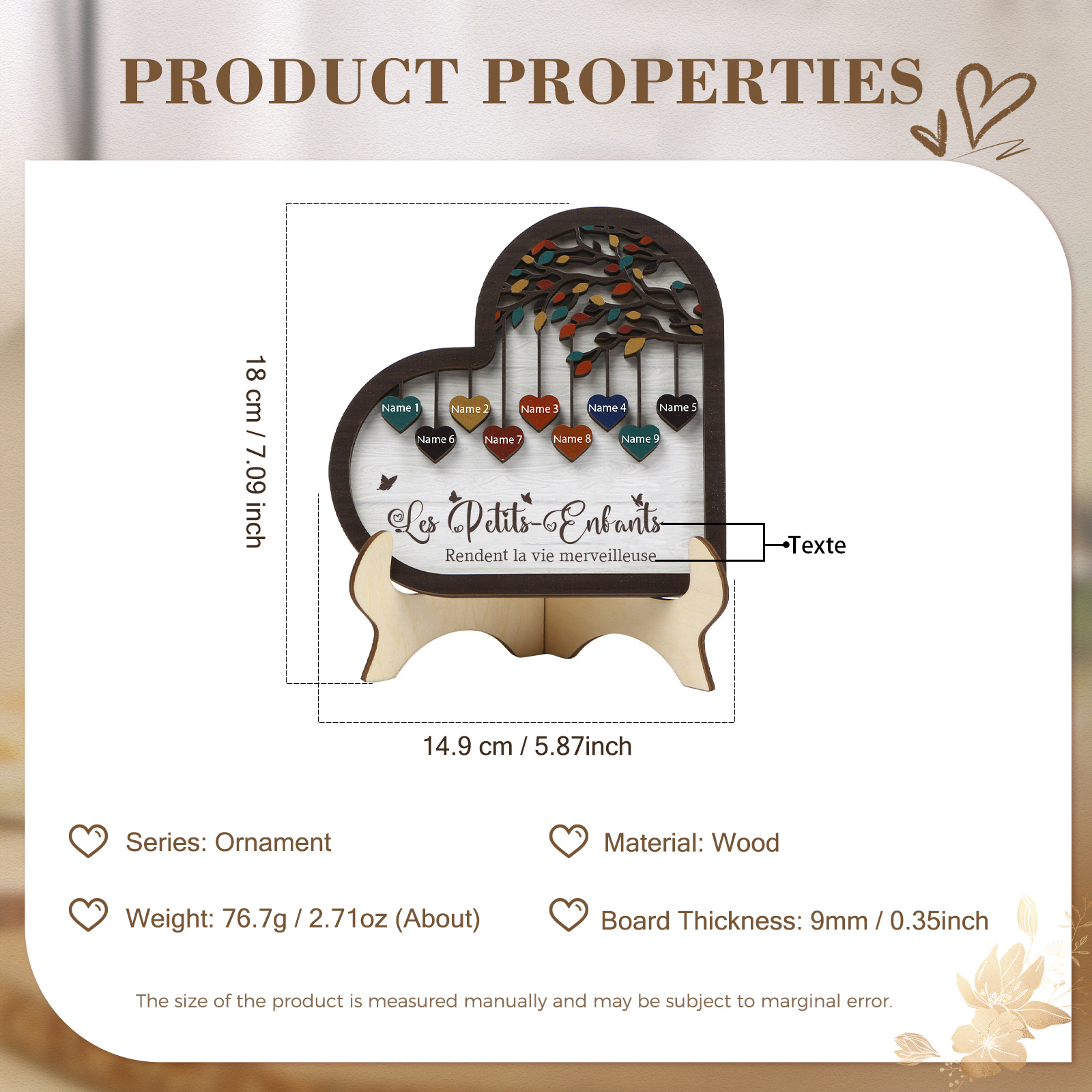 À Mamie Décoration en bois l'arbre des cœurs 9 Prénoms Personnalisés Ornement Famille Cadeau pour mamie | Jessemade