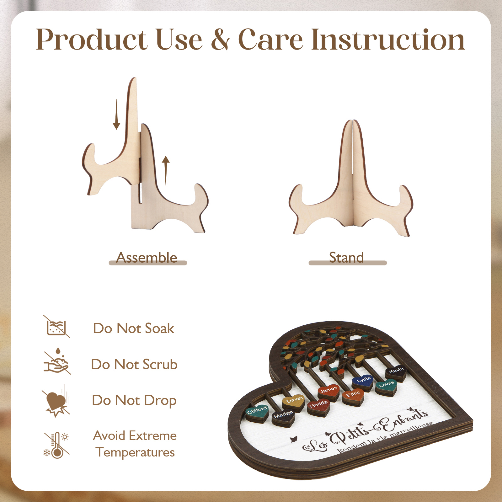 À Mamie Décoration en bois l'arbre des cœurs 9 Prénoms Personnalisés Ornement Famille Cadeau pour mamie | Jessemade