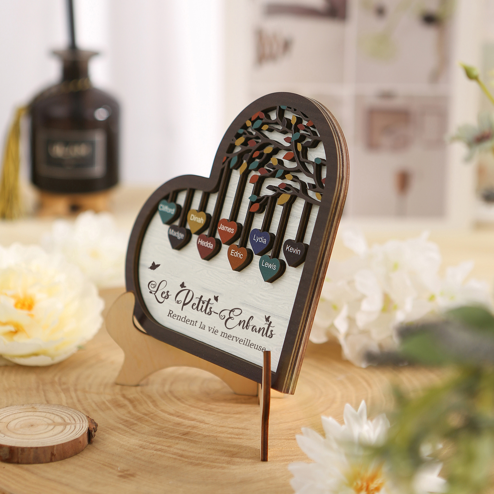 À Mamie Décoration en bois l'arbre des cœurs 9 Prénoms Personnalisés Ornement Famille Cadeau pour mamie | Jessemade