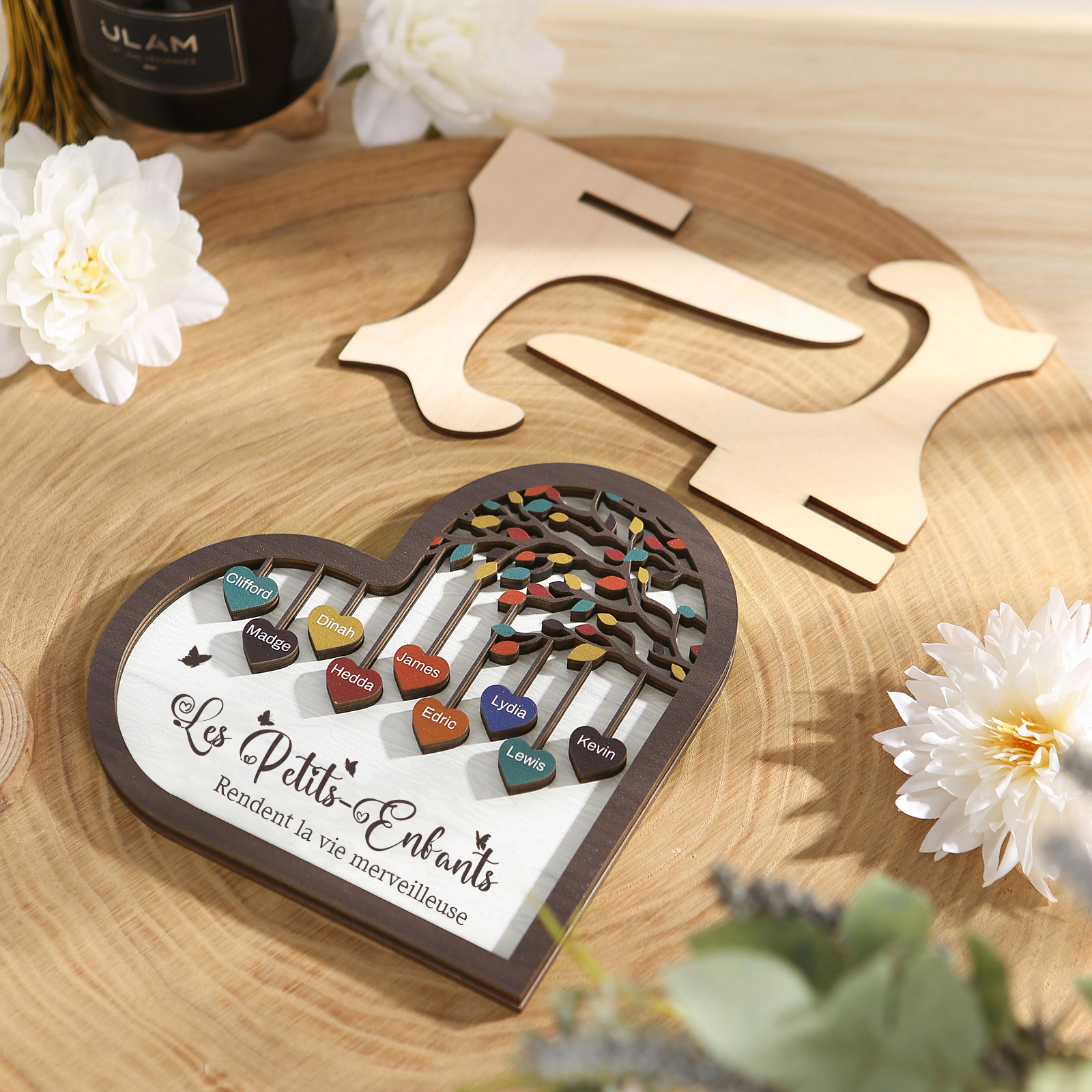 À Mamie Décoration en bois l'arbre des cœurs 9 Prénoms Personnalisés Ornement Famille Cadeau pour mamie | Jessemade