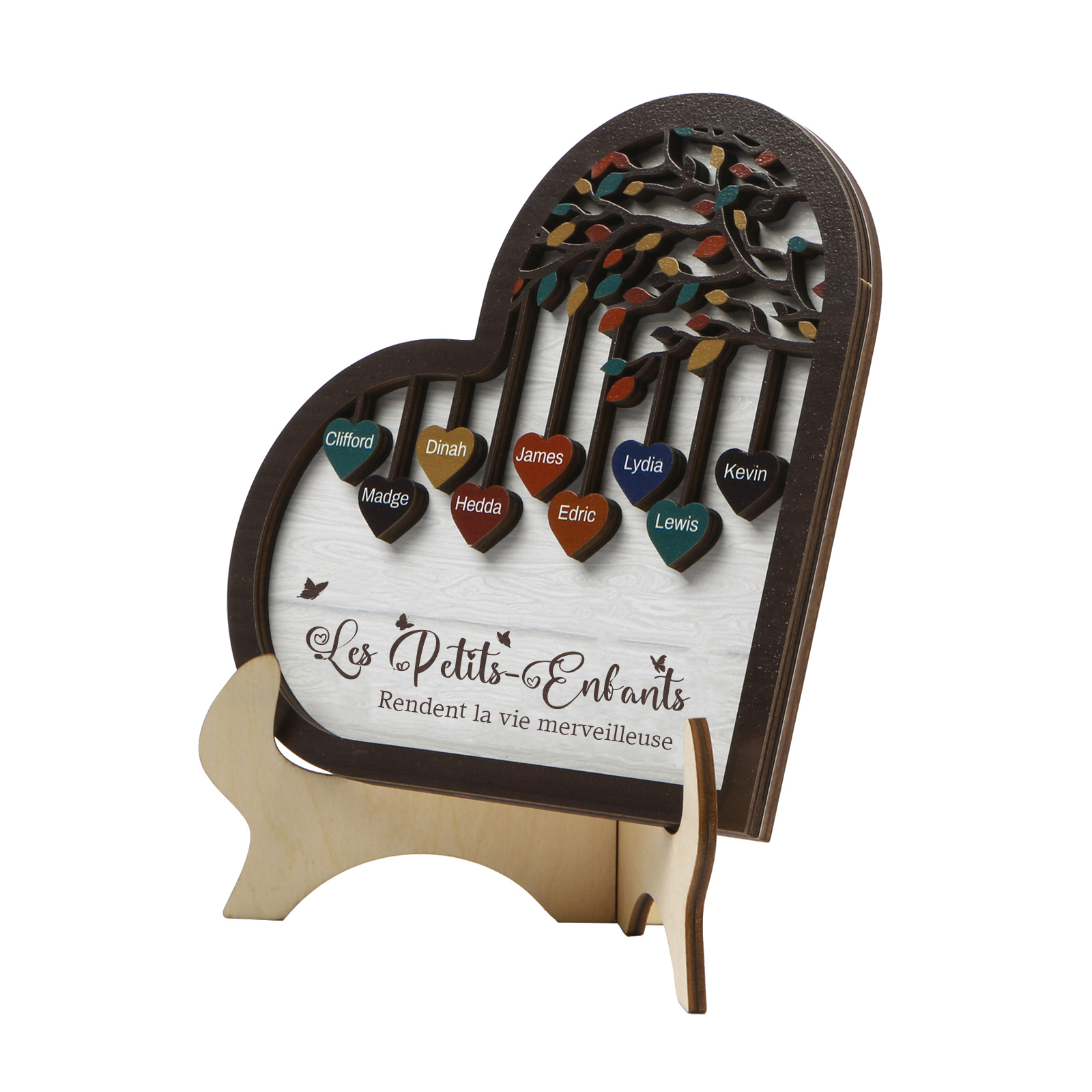 À Mamie Décoration en bois l'arbre des cœurs 9 Prénoms Personnalisés Ornement Famille Cadeau pour mamie | Jessemade