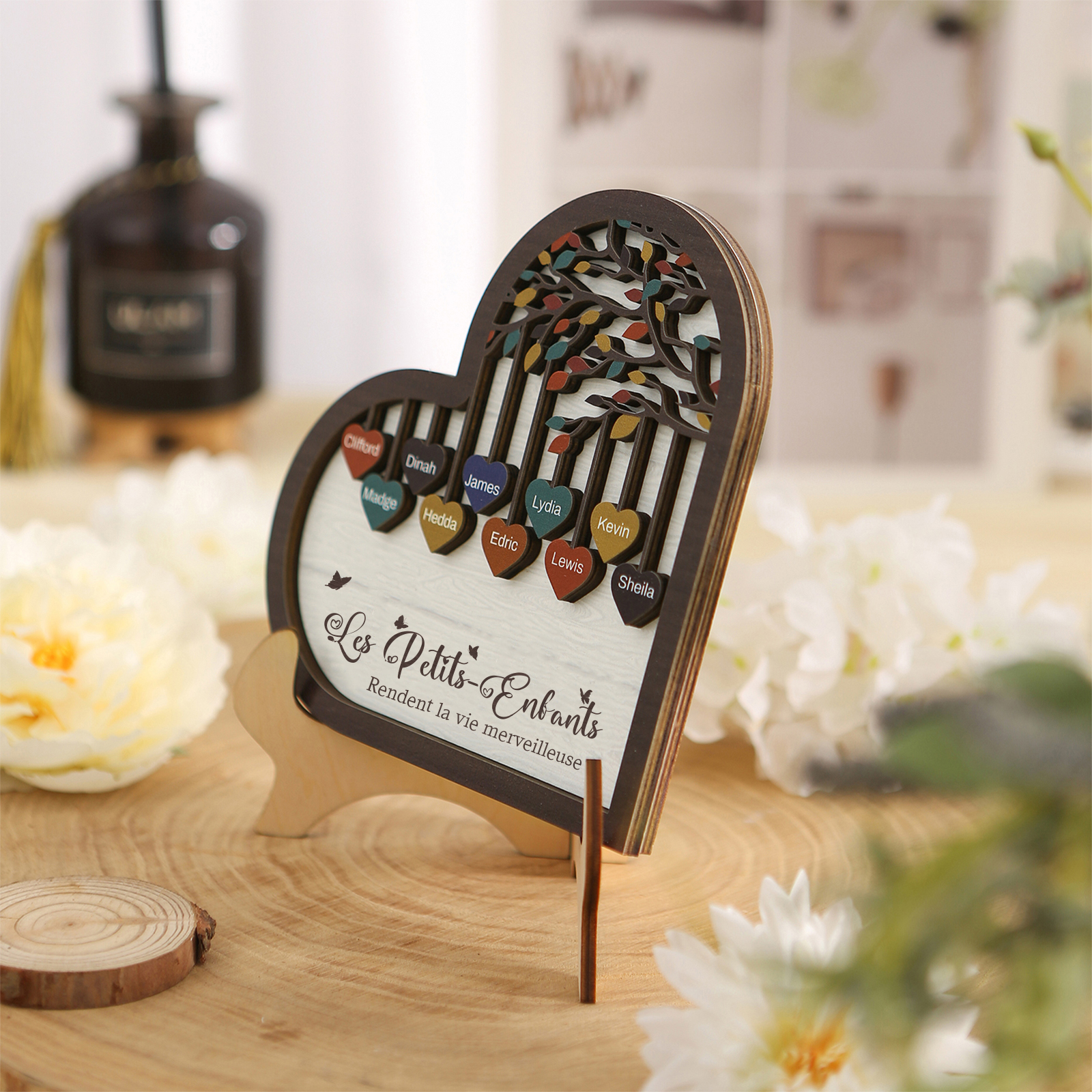 À Mamie Décoration en bois l'arbre des cœurs 10 Prénoms Personnalisés Ornement Famille Cadeau pour mamie | Jessemade