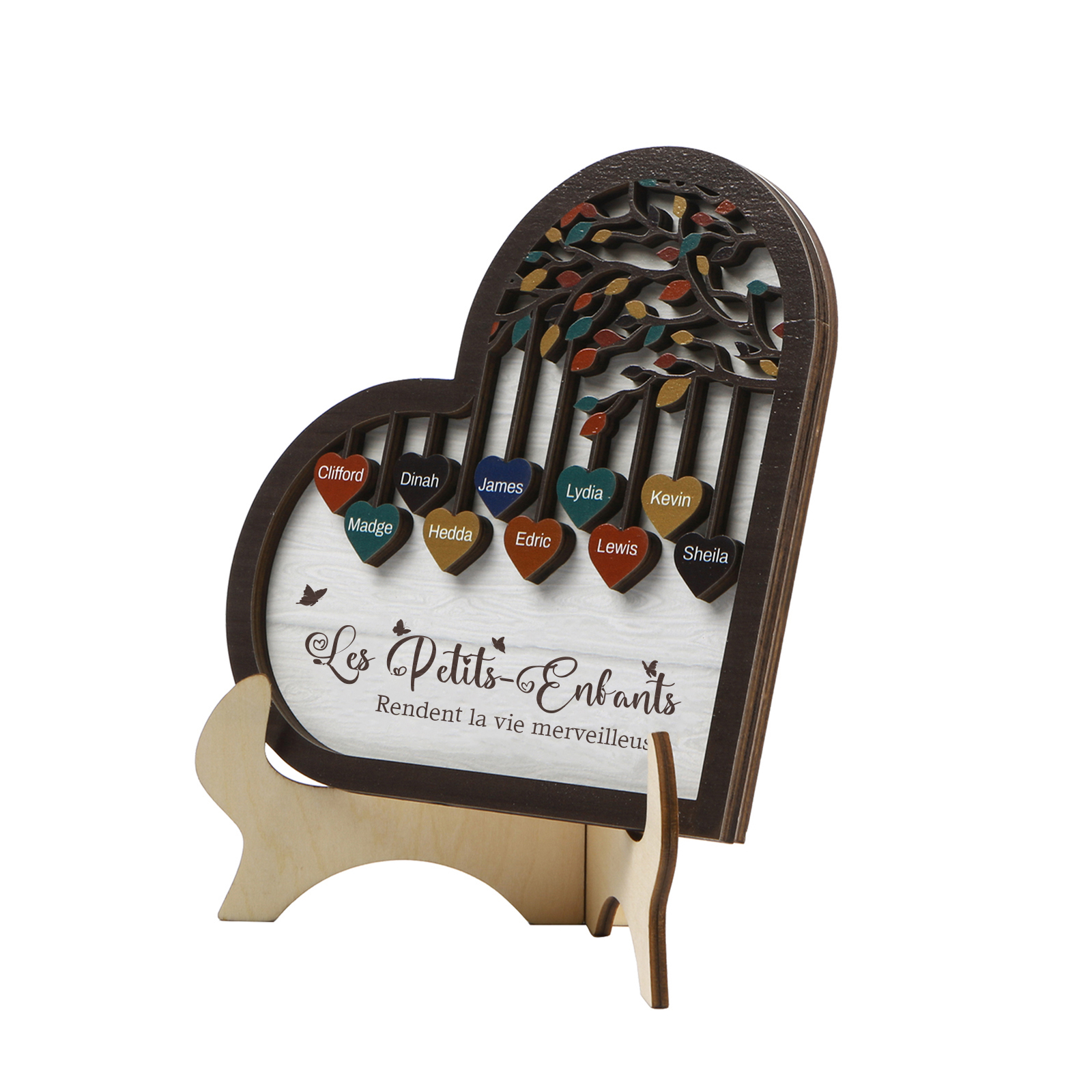 À Mamie Décoration en bois l'arbre des cœurs 10 Prénoms Personnalisés Ornement Famille Cadeau pour mamie | Jessemade
