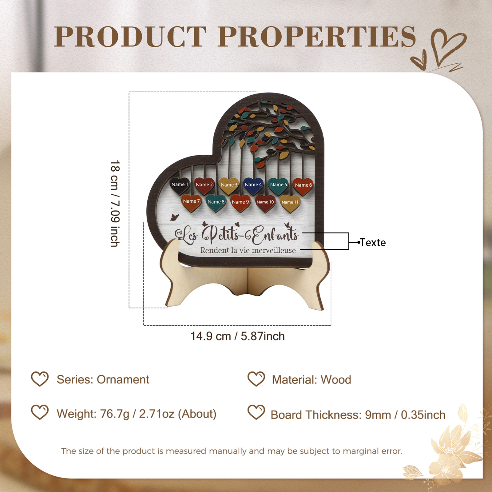 À Mamie Décoration en bois l'arbre des cœurs 11 Prénoms Personnalisés Ornement Famille Cadeau pour mamie | Jessemade