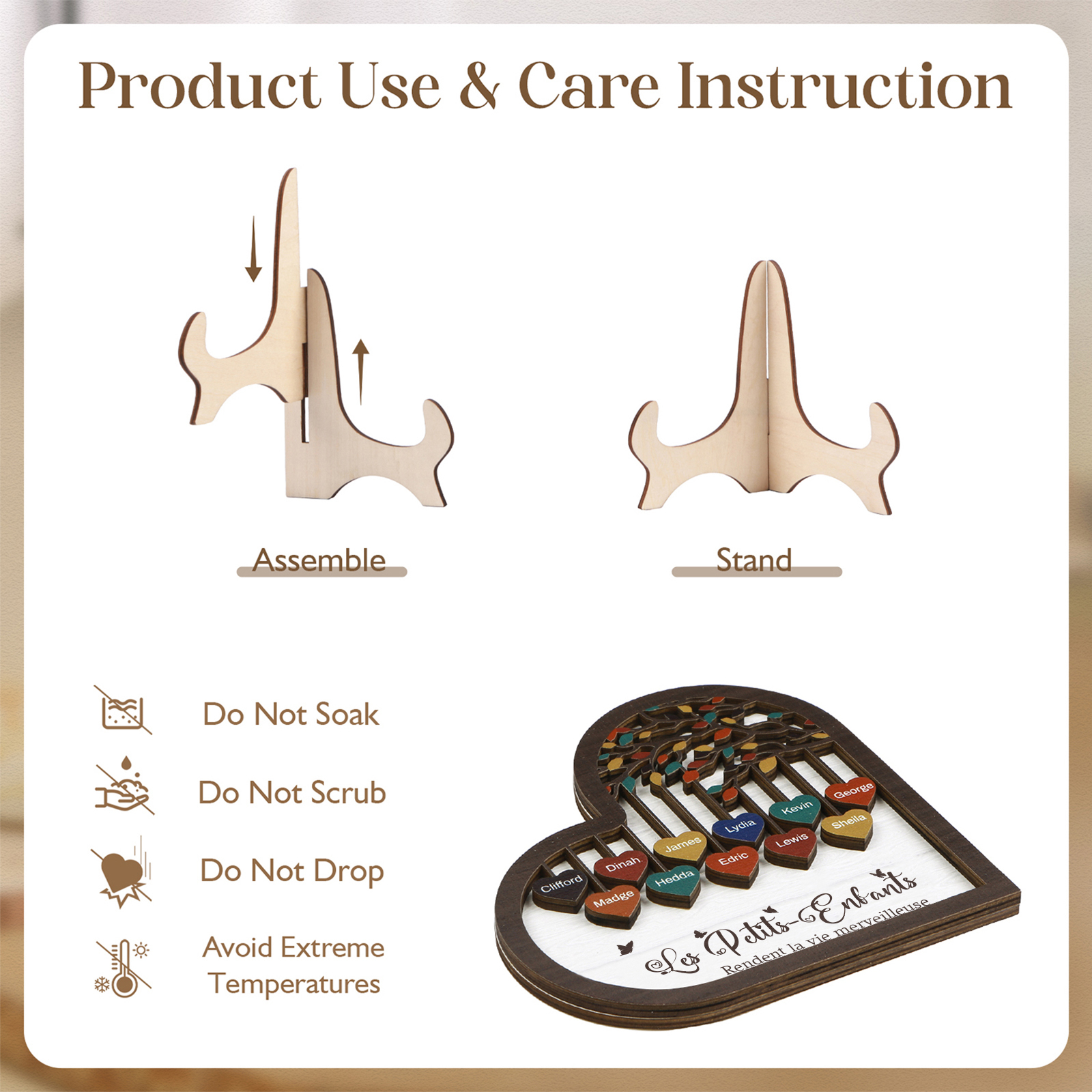 À Mamie Décoration en bois l'arbre des cœurs 11 Prénoms Personnalisés Ornement Famille Cadeau pour mamie | Jessemade