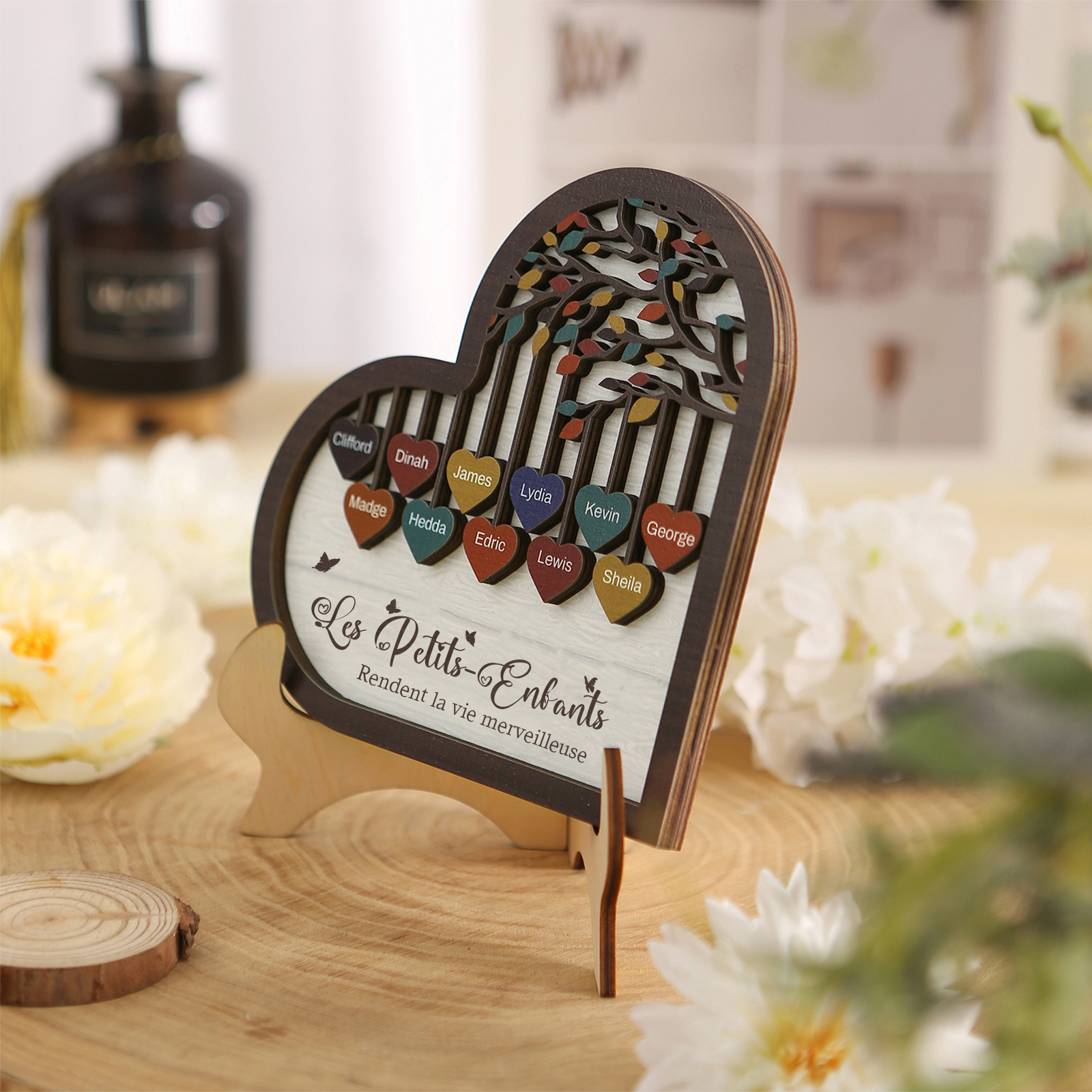 À Mamie Décoration en bois l'arbre des cœurs 11 Prénoms Personnalisés Ornement Famille Cadeau pour mamie | Jessemade