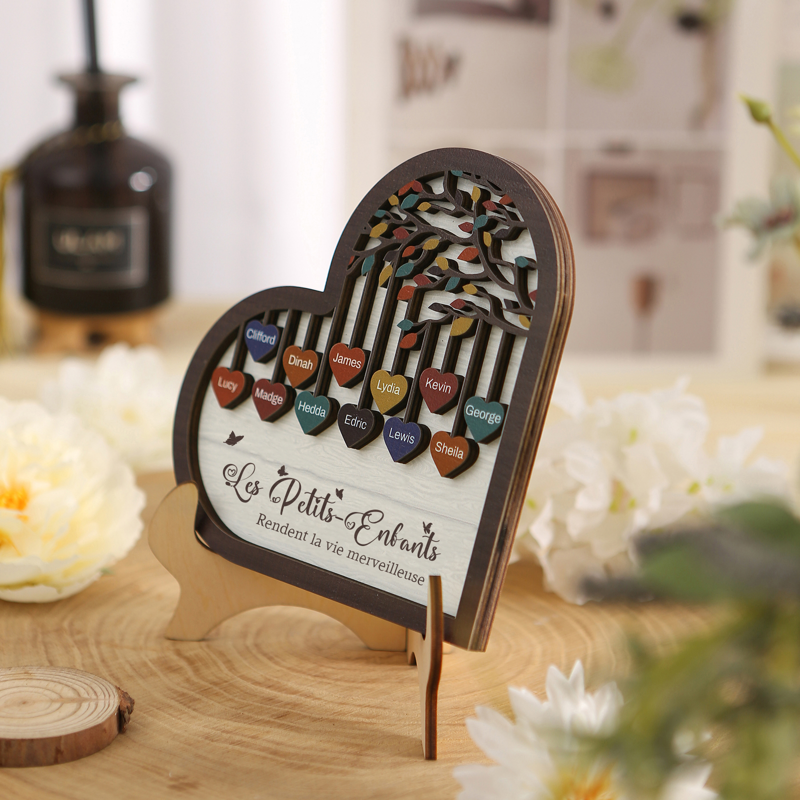 À Mamie Décoration en bois l'arbre des cœurs 12 Prénoms Personnalisés Ornement Famille Cadeau pour mamie | Jessemade
