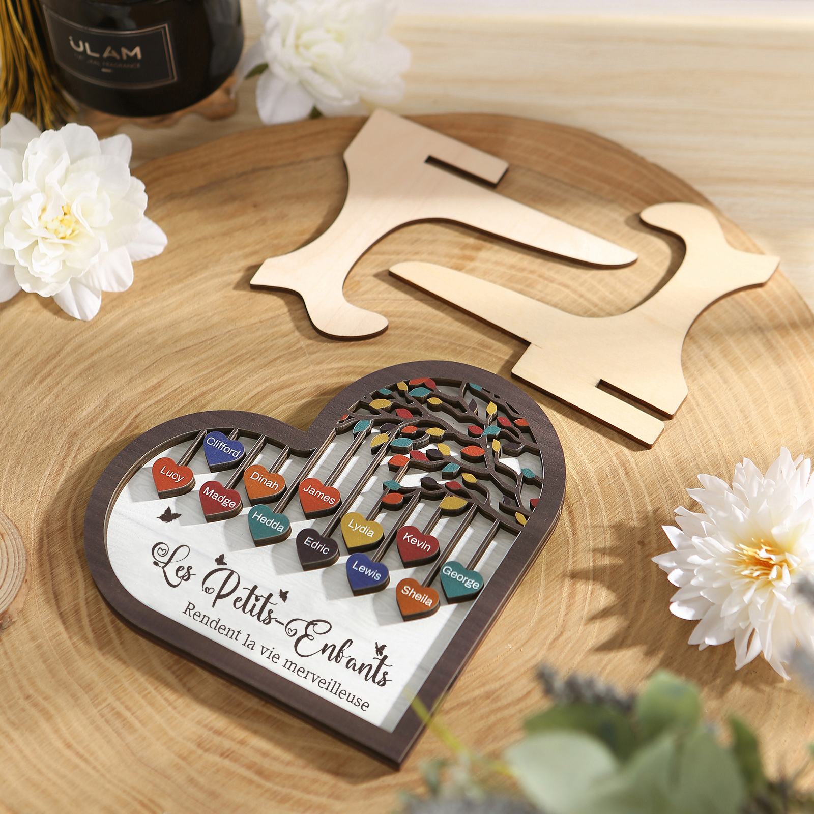À Mamie Décoration en bois l'arbre des cœurs 12 Prénoms Personnalisés Ornement Famille Cadeau pour mamie | Jessemade