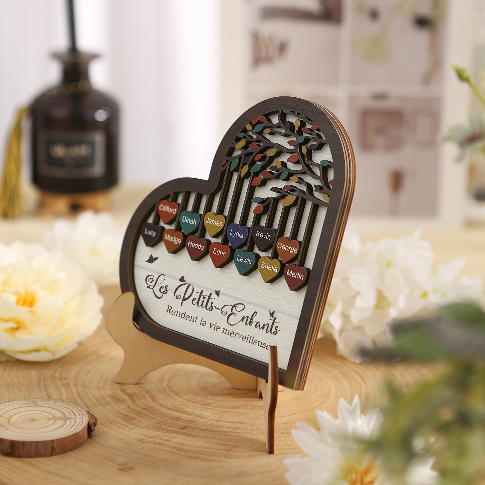 À Mamie Décoration en bois l'arbre des cœurs 13 Prénoms Personnalisés Ornement Famille Cadeau pour mamie | Jessemade
