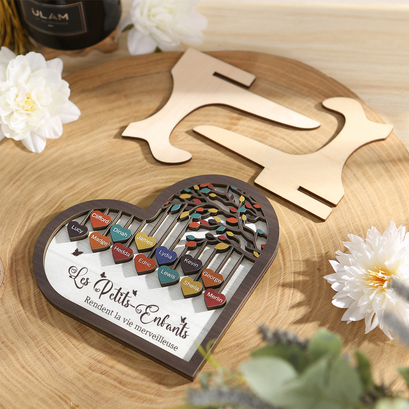 À Mamie Décoration en bois l'arbre des cœurs 13 Prénoms Personnalisés Ornement Famille Cadeau pour mamie | Jessemade