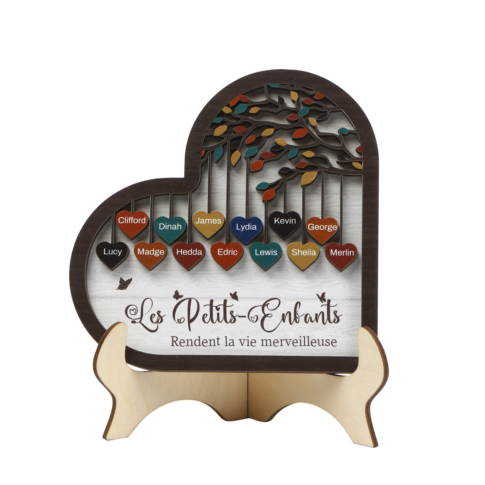 À Mamie Décoration en bois l'arbre des cœurs 13 Prénoms Personnalisés Ornement Famille Cadeau pour mamie | Jessemade
