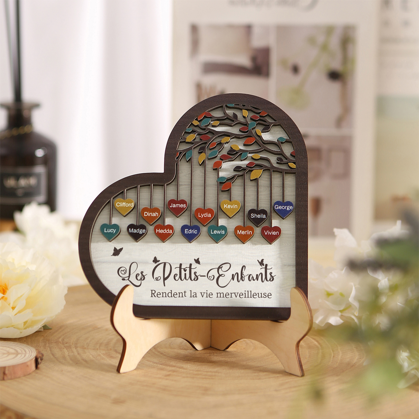 À Mamie Décoration en bois l'arbre des cœurs 14 Prénoms Personnalisés