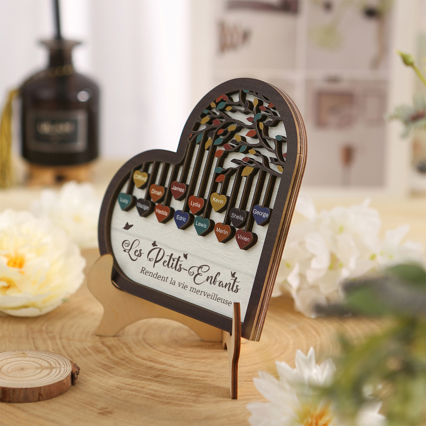 À Mamie Décoration en bois l'arbre des cœurs 14 Prénoms Personnalisés Ornement Famille Cadeau pour mamie | Jessemade