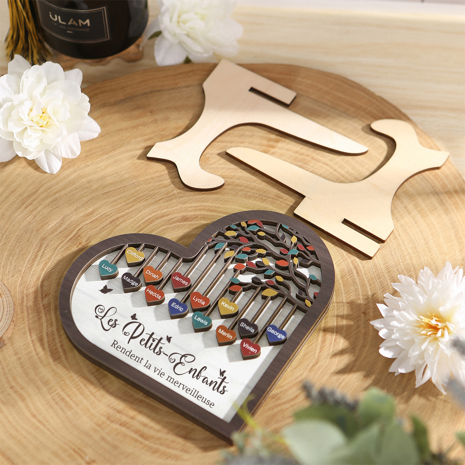À Mamie Décoration en bois l'arbre des cœurs 14 Prénoms Personnalisés Ornement Famille Cadeau pour mamie | Jessemade