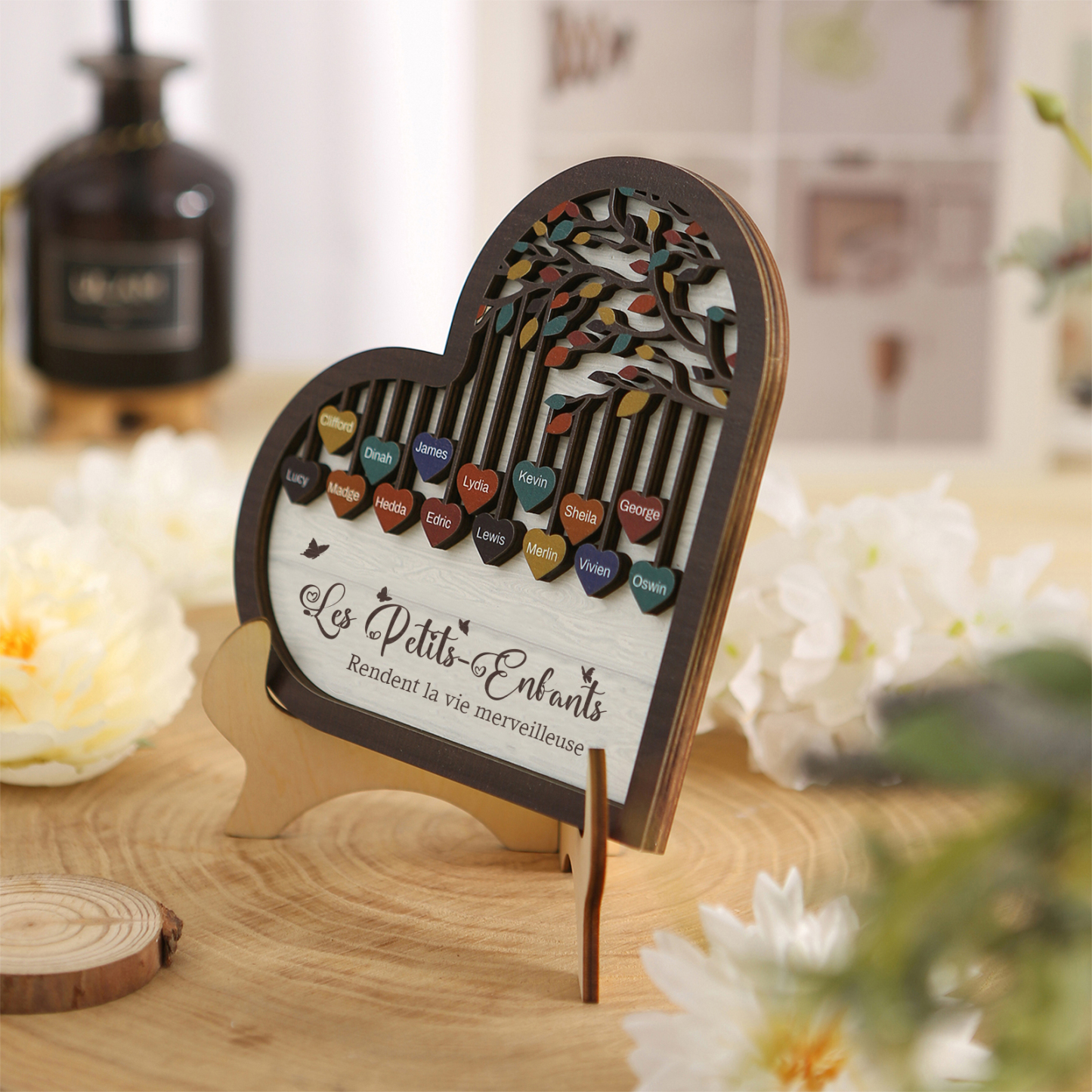 À Mamie Décoration en bois l'arbre des cœurs 15 Prénoms Personnalisés Ornement Famille Cadeau pour mamie | Jessemade