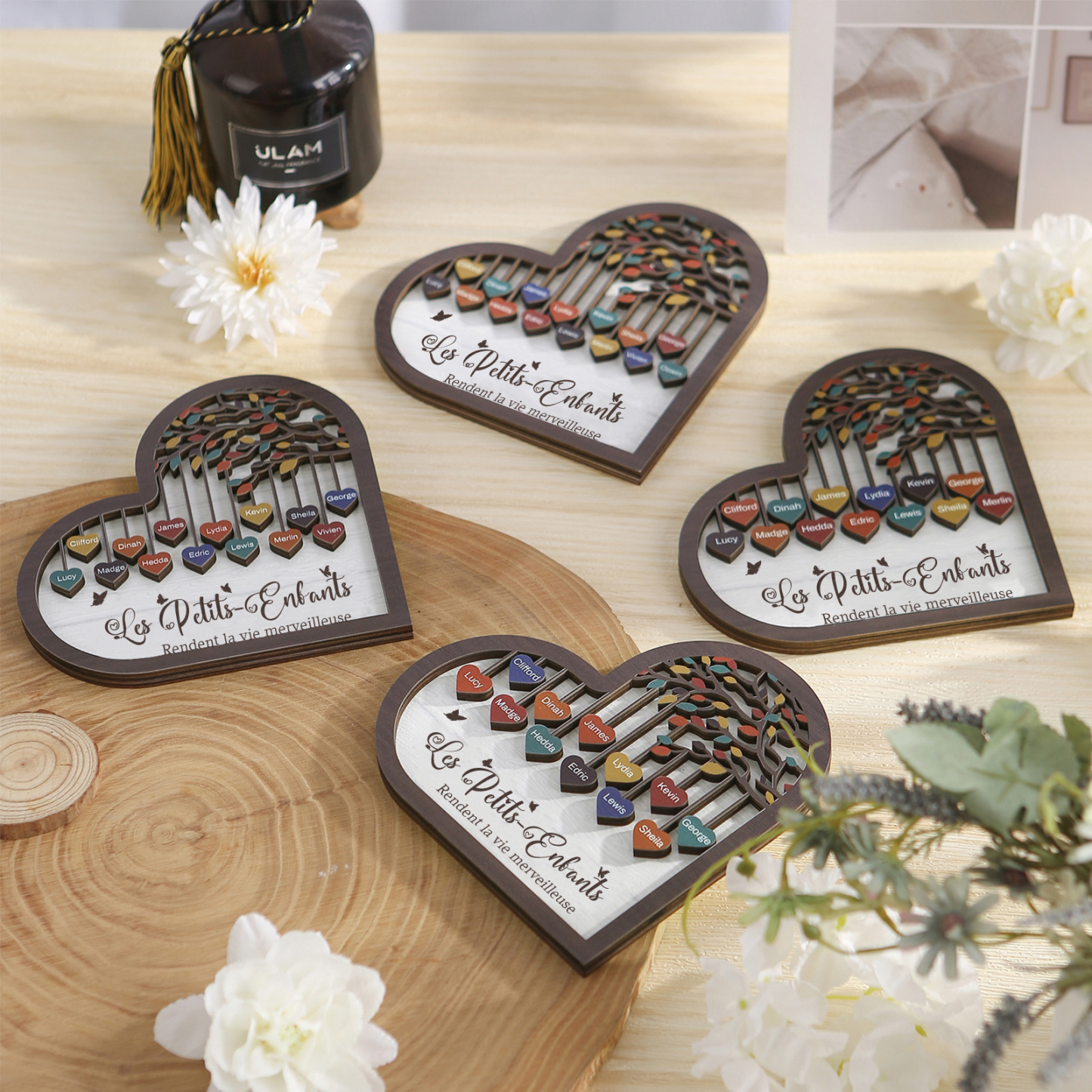 À Mamie Décoration en bois l'arbre des cœurs 15 Prénoms Personnalisés Ornement Famille Cadeau pour mamie | Jessemade