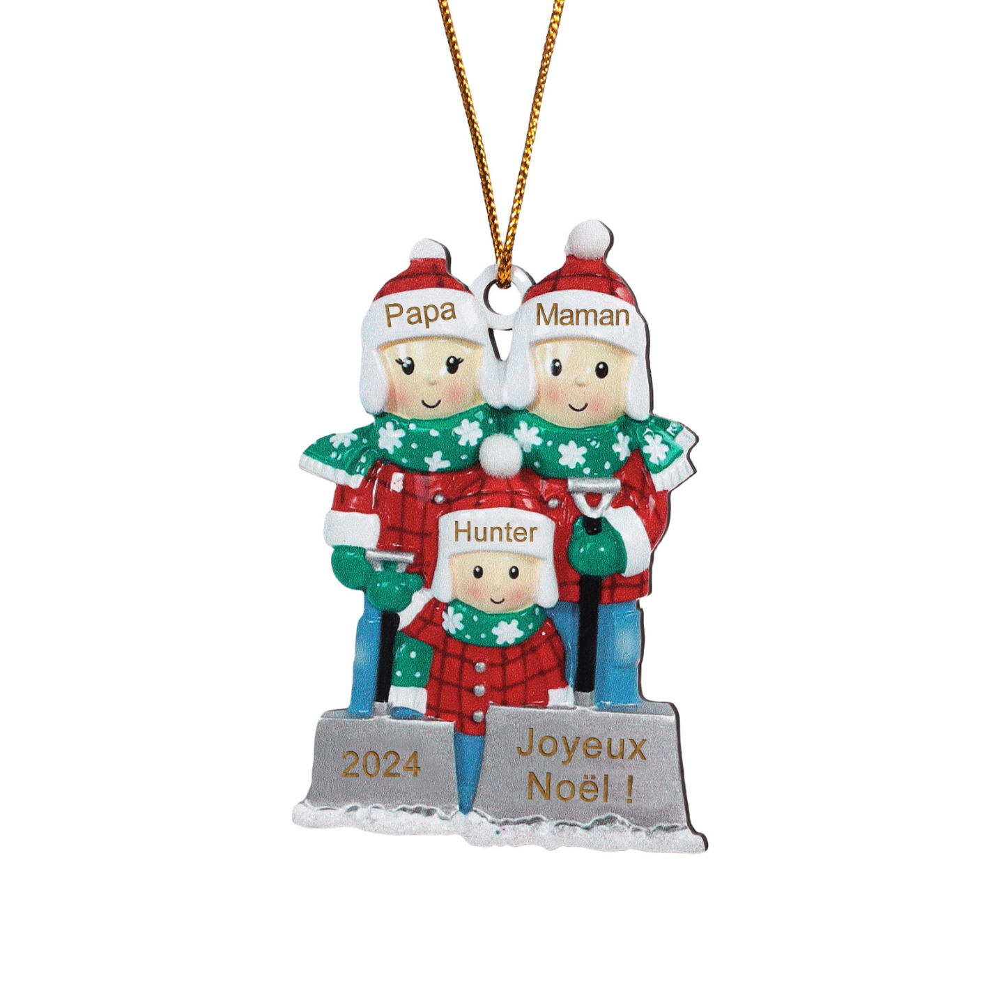 Décoration Sapin Noël en bois 3 Prénoms Personnalisés avec texte et date Ornement de Noël Cadeau pour famille | Jessemade