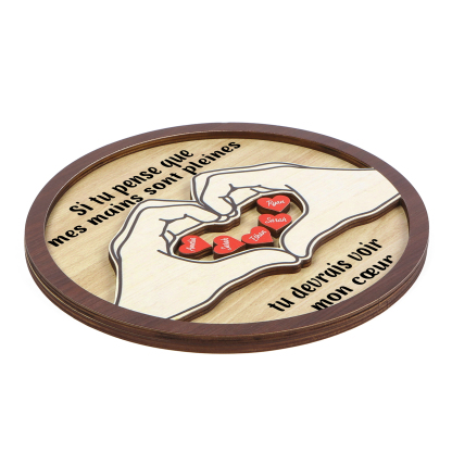 Décoration en bois 5 Prénoms personnalisés avec 2 textes Cadeau pour famille | Jessemade