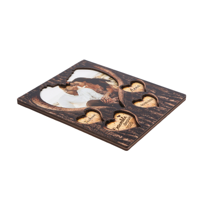 Décoration en bois en forme d’arbre 2 Prénoms personnalisés avec photo et date Cadeau pour couple saint-valentin | Jessemade