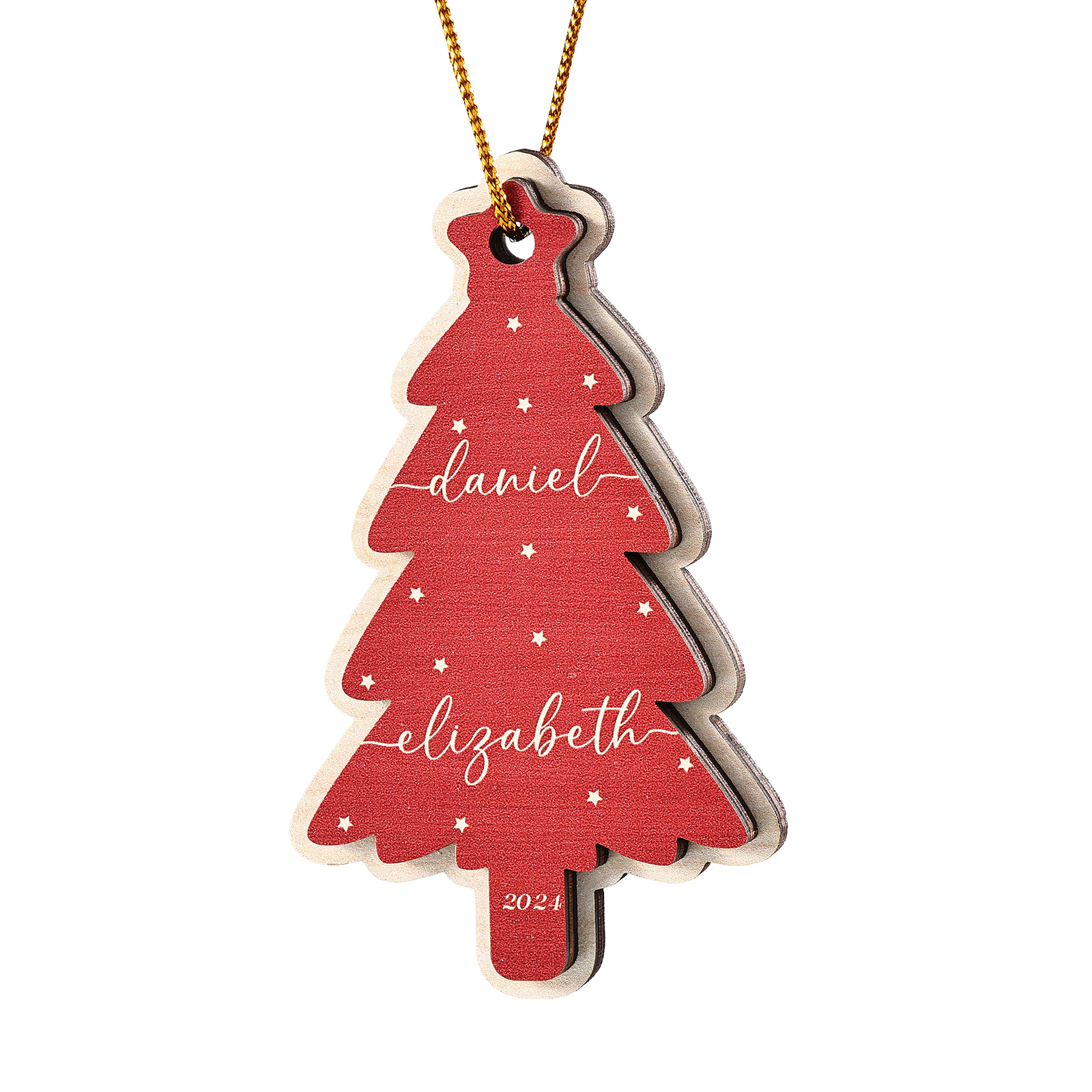 Décoration Sapin Noël en bois Sapin de Noël 2 Prénom Personnalisé Ornement de Noël Cadeau pour famille | Jessemade
