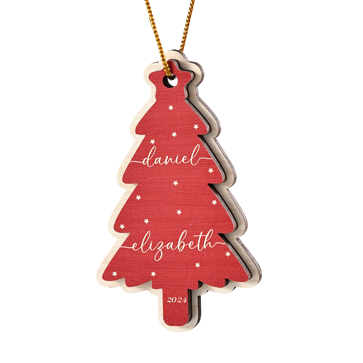 Décoration Sapin Noël en bois Sapin de Noël 2 Prénom Personnalisé Ornement de Noël Cadeau pour famille | Jessemade