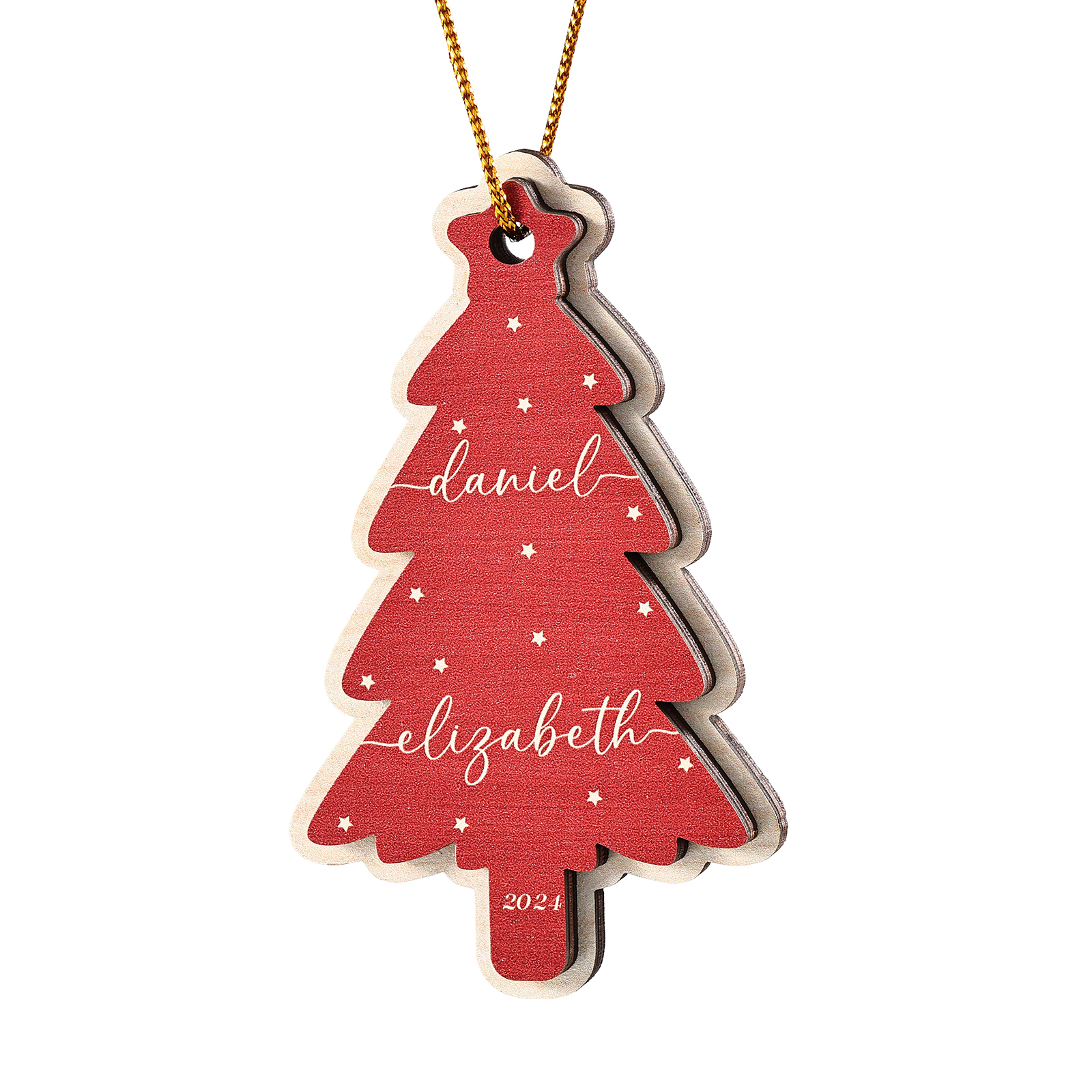 Décoration Sapin Noël en bois Sapin de Noël 2 Prénom Personnalisé Ornement de Noël Cadeau pour famille | Jessemade