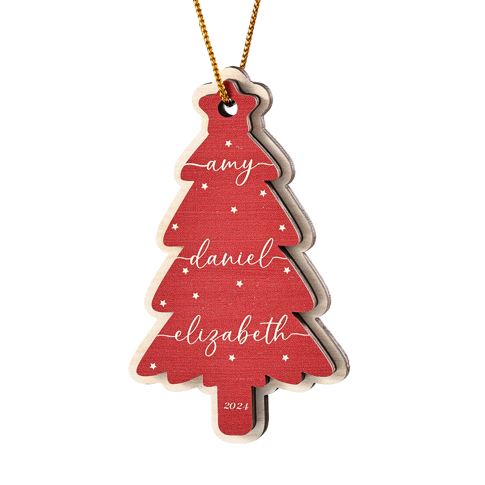 Décoration Sapin Noël en bois Sapin de Noël 3 Prénom Personnalisé Ornement de Noël Cadeau pour famille | Jessemade