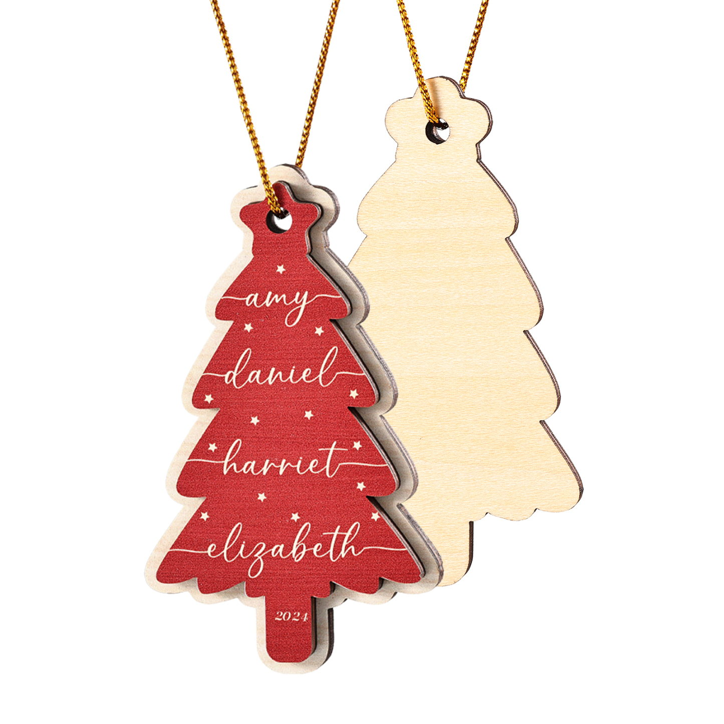 Décoration Sapin Noël en bois Sapin de Noël 4 Prénom Personnalisé Ornement de Noël Cadeau pour famille | Jessemade
