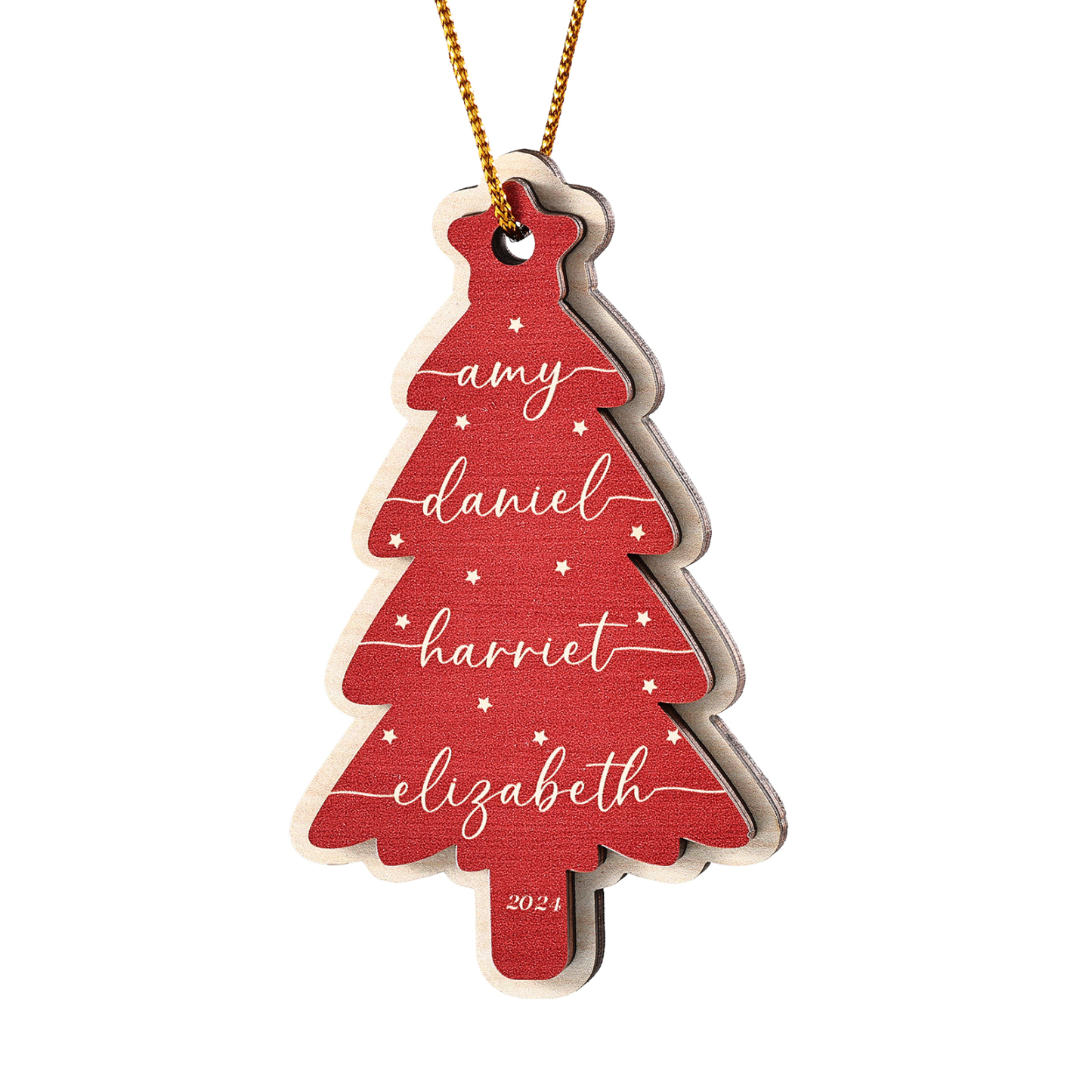 Décoration Sapin Noël en bois Sapin de Noël 4 Prénom Personnalisé Ornement de Noël Cadeau pour famille | Jessemade