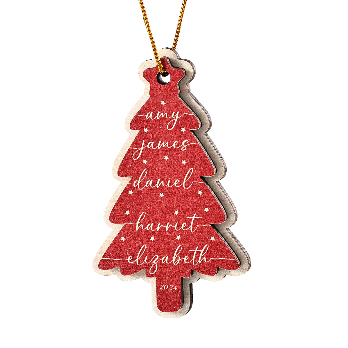 Décoration Sapin Noël en bois Sapin de Noël 5 Prénom Personnalisé Ornement de Noël Cadeau pour famille | Jessemade