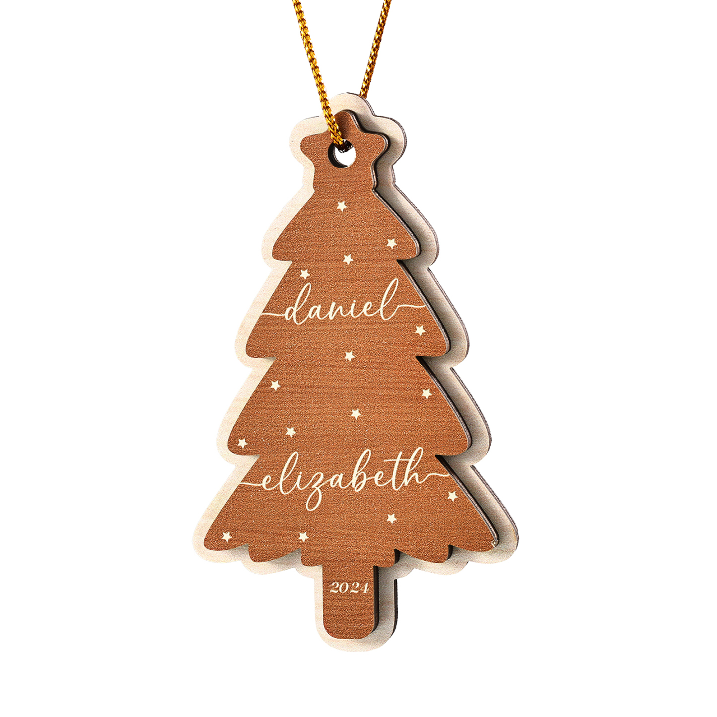 Décoration Sapin Noël en bois Sapin de Noël 2 Prénom Personnalisé Ornement de Noël Cadeau pour famille | Jessemade
