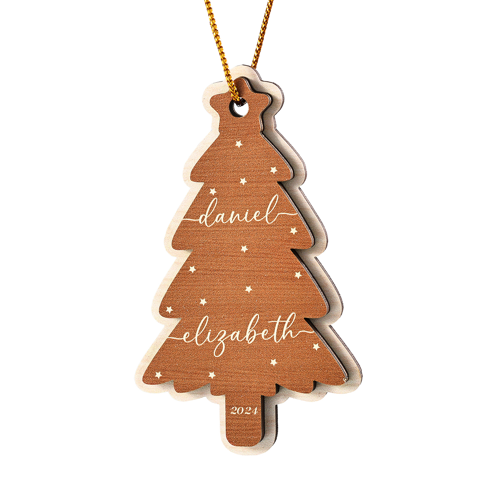 Décoration Sapin Noël en bois Sapin de Noël 2 Prénom Personnalisé Ornement de Noël Cadeau pour famille | Jessemade