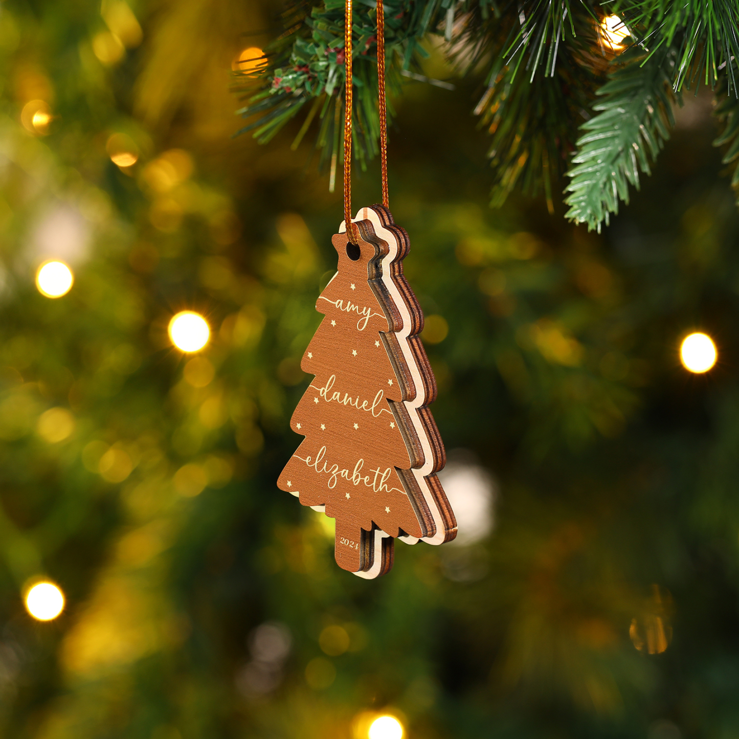 Décoration Sapin Noël en bois Sapin de Noël 3 Prénom Personnalisé Ornement de Noël Cadeau pour famille | Jessemade