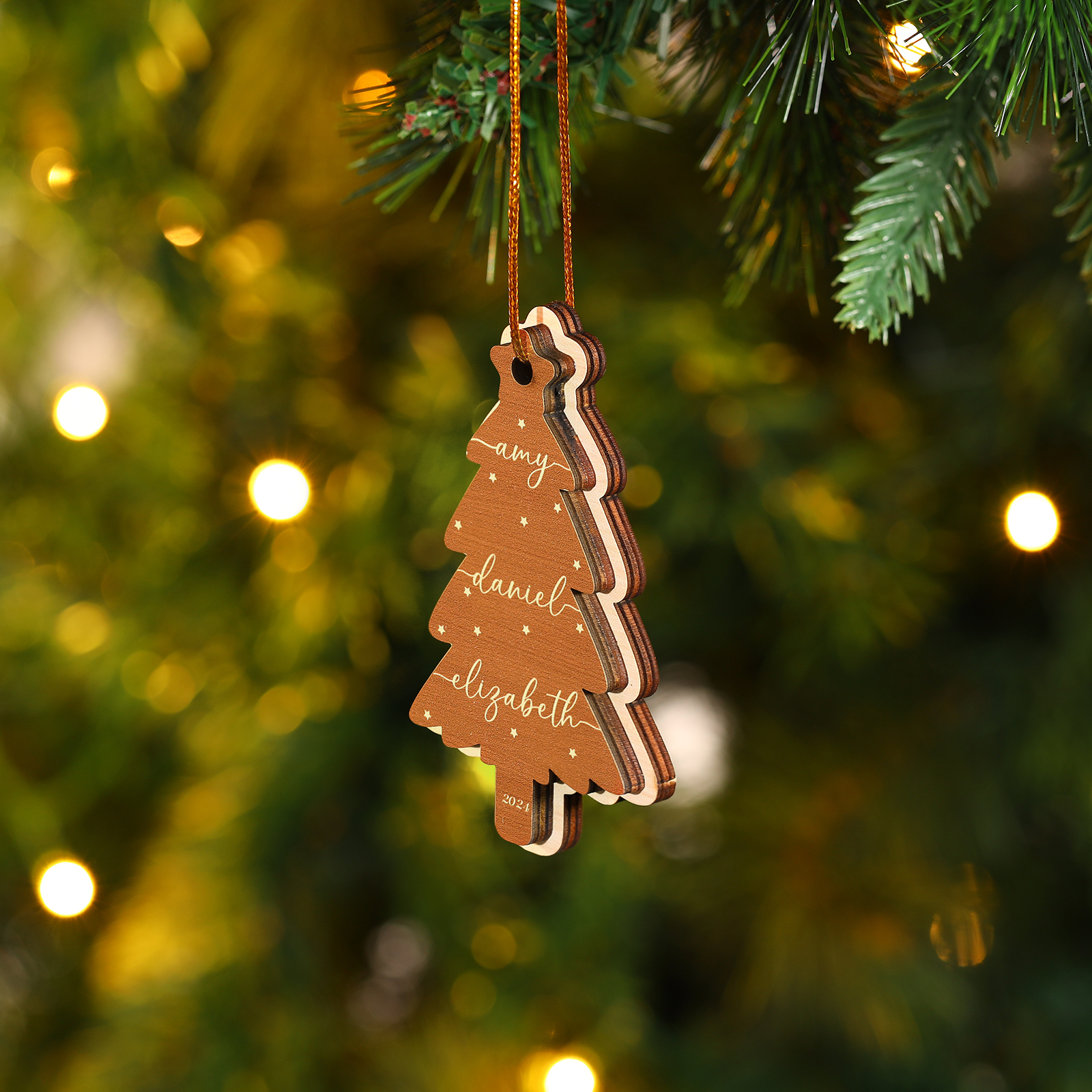 Décoration Sapin Noël en bois Sapin de Noël 3 Prénom Personnalisé Ornement de Noël Cadeau pour famille | Jessemade