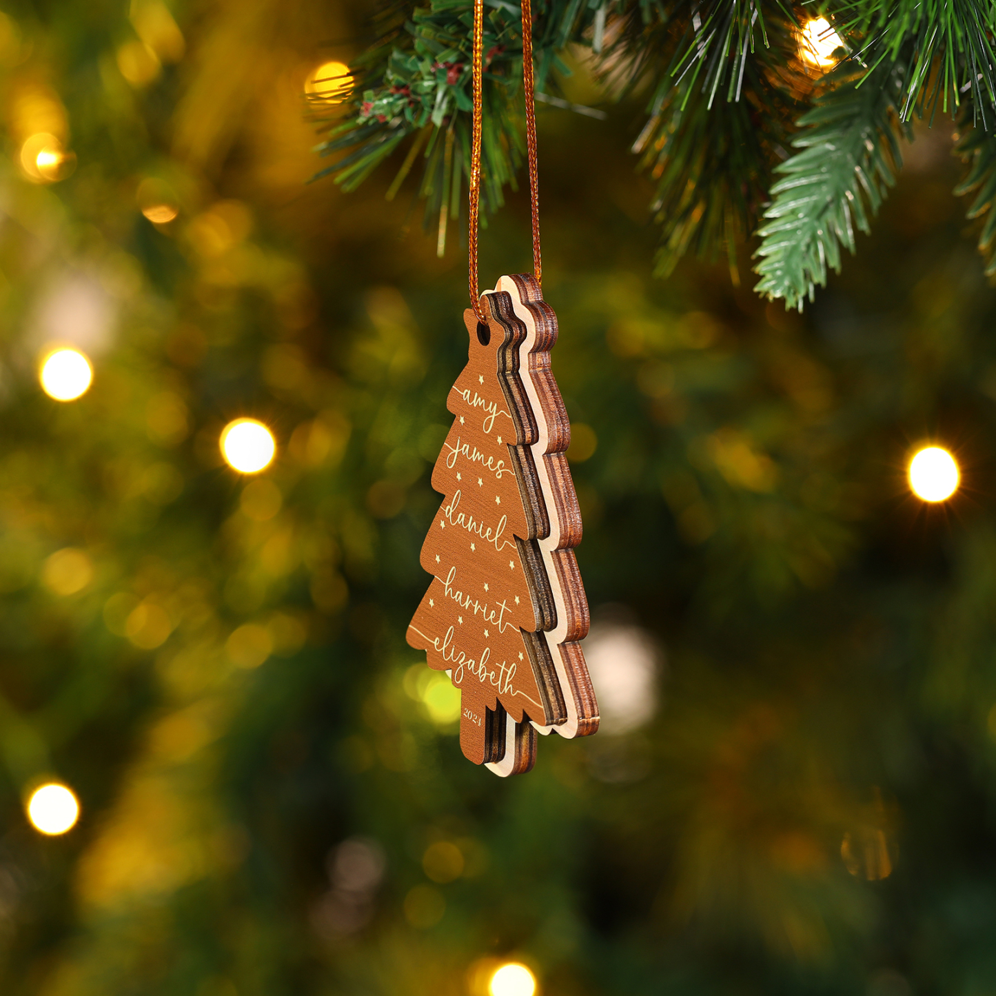 Décoration Sapin Noël en bois Sapin de Noël 5 Prénom Personnalisé Ornement de Noël Cadeau pour famille | Jessemade