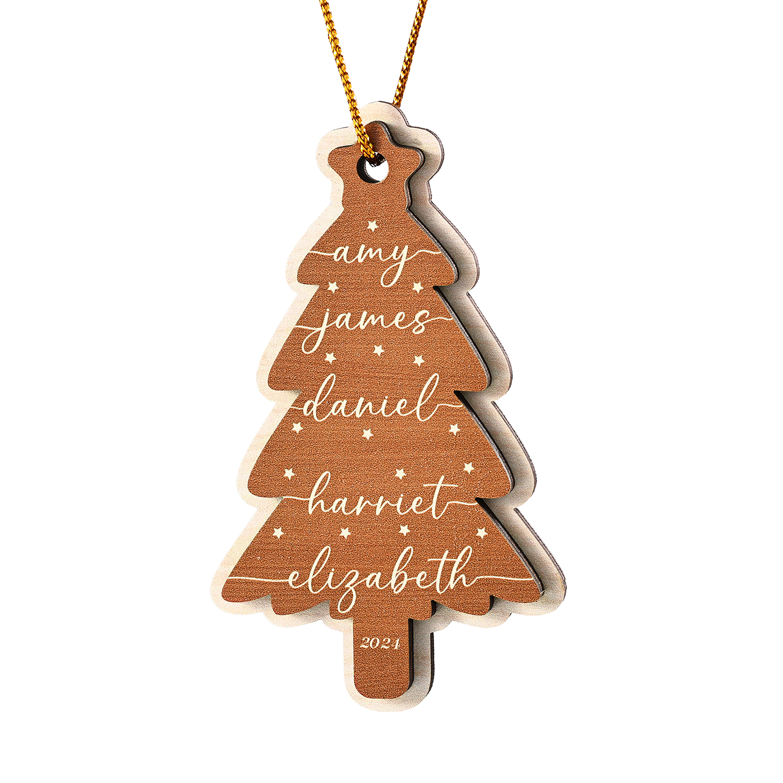 Décoration Sapin Noël en bois Sapin de Noël 5 Prénom Personnalisé Ornement de Noël Cadeau pour famille | Jessemade