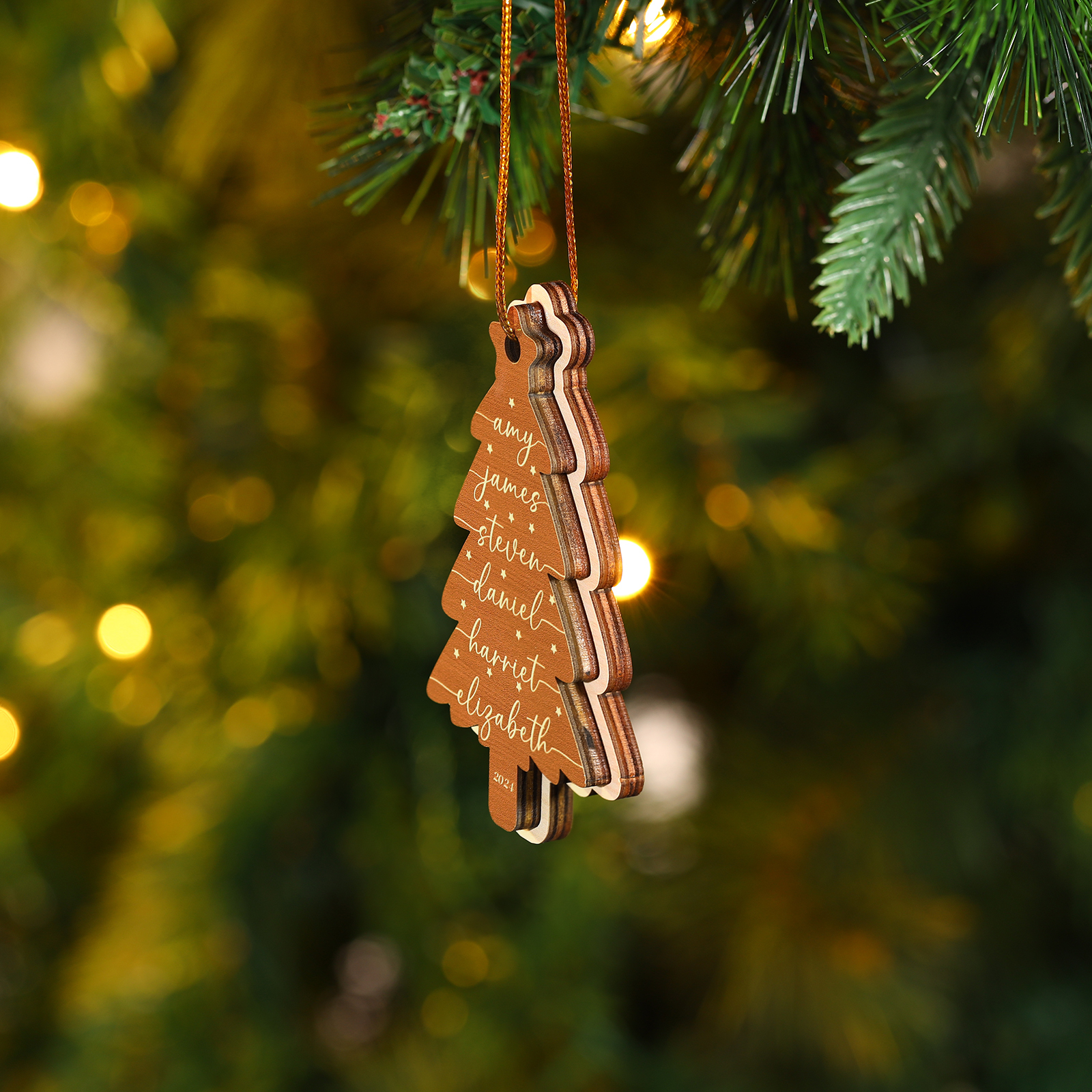 Décoration Sapin Noël en bois Sapin de Noël 6 Prénom Personnalisé Ornement de Noël Cadeau pour famille | Jessemade