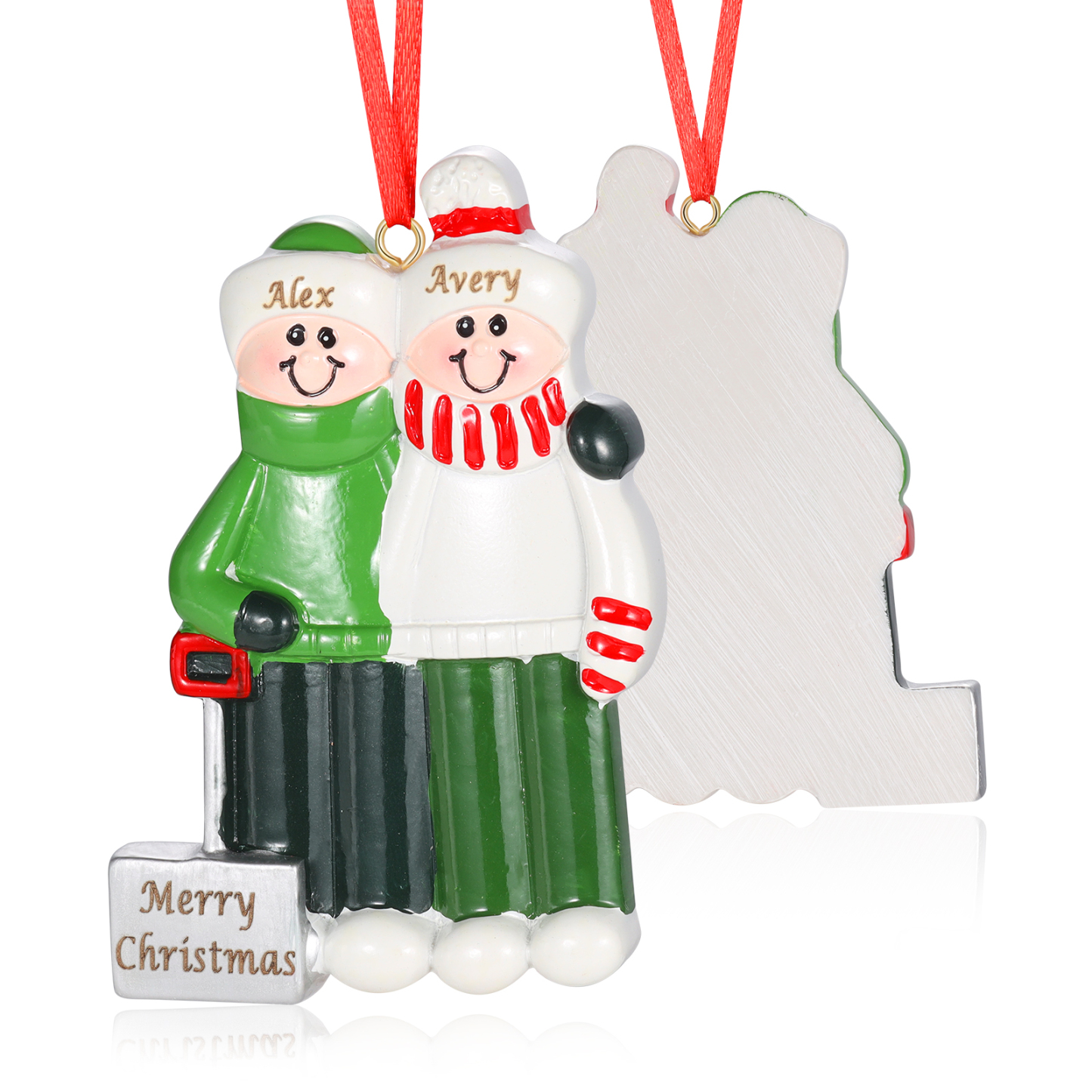 Décoration Sapin Noël en Résine 2 Prénoms Personnalisés avec Texte Ornement Cadeau pour Famille | Jessemade