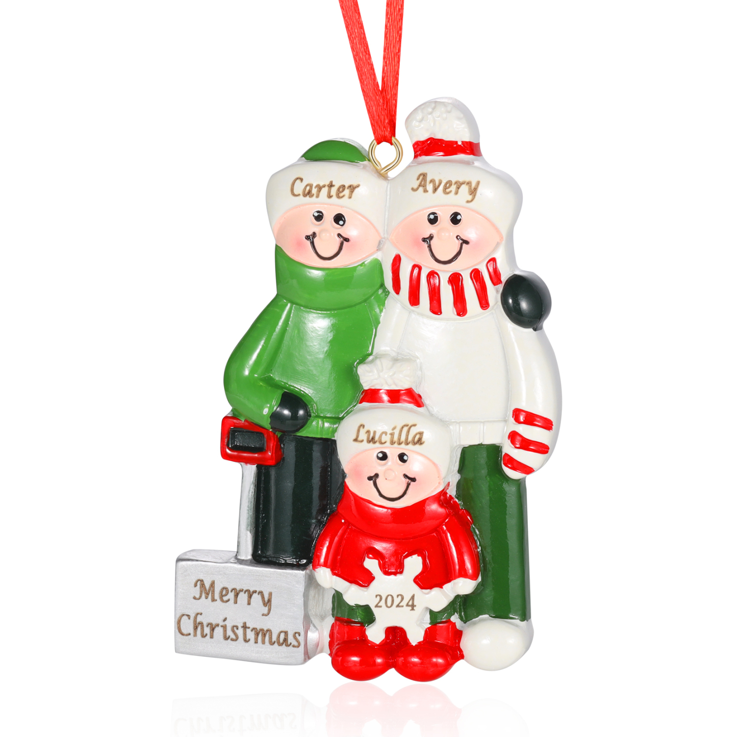 Décoration Sapin Noël en Résine 3 Prénoms Personnalisés avec Texte Ornement Cadeau pour Famille | Jessemade