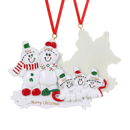 Décoration Sapin Noël en Résine 5 Prénoms Personnalisé avec Texte Ornement Bonhomme de neige pour Famille | Jessemade