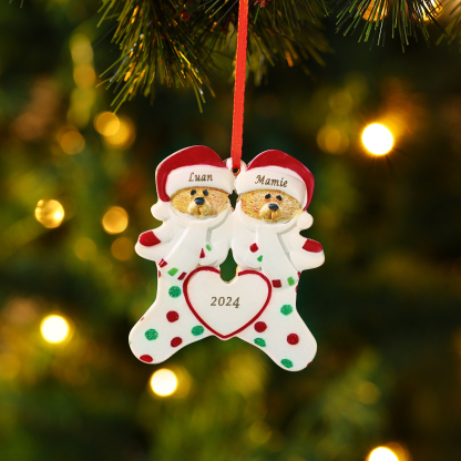 Décoration Sapin Noël en Bois Personnalisé avec 2 Prénoms et 1 Texte O