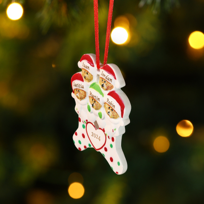 Décoration Sapin Noël en Résine 5 Prénoms Personnalisé avec Années Ornement Ours pour Famille | Jessemade